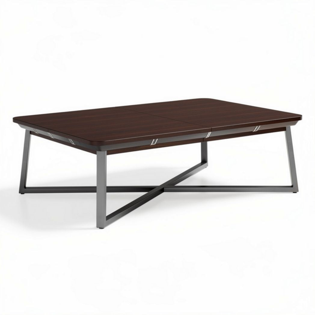 Salontafel van hout met metalen onderstel 120 x 80 x 40cm bruin