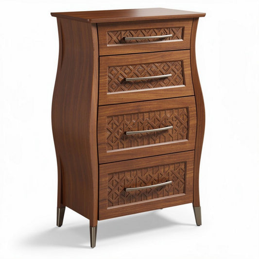 Houten ladekast met drie lades en een decoratief patroon 75 x 45 x 100cm