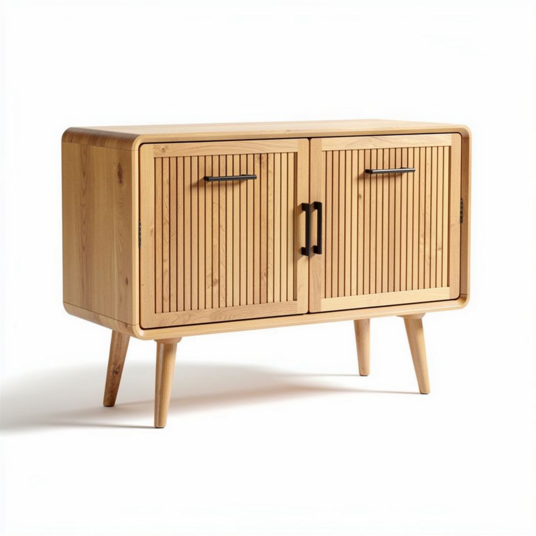 Bamboe kast met dubbele deuren en ribbelontwerp 80 x 40 x 70cm