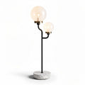 Tafellamp met twee glazen bollen en betonvoet zwart en wit 30 x 30 x 150cm