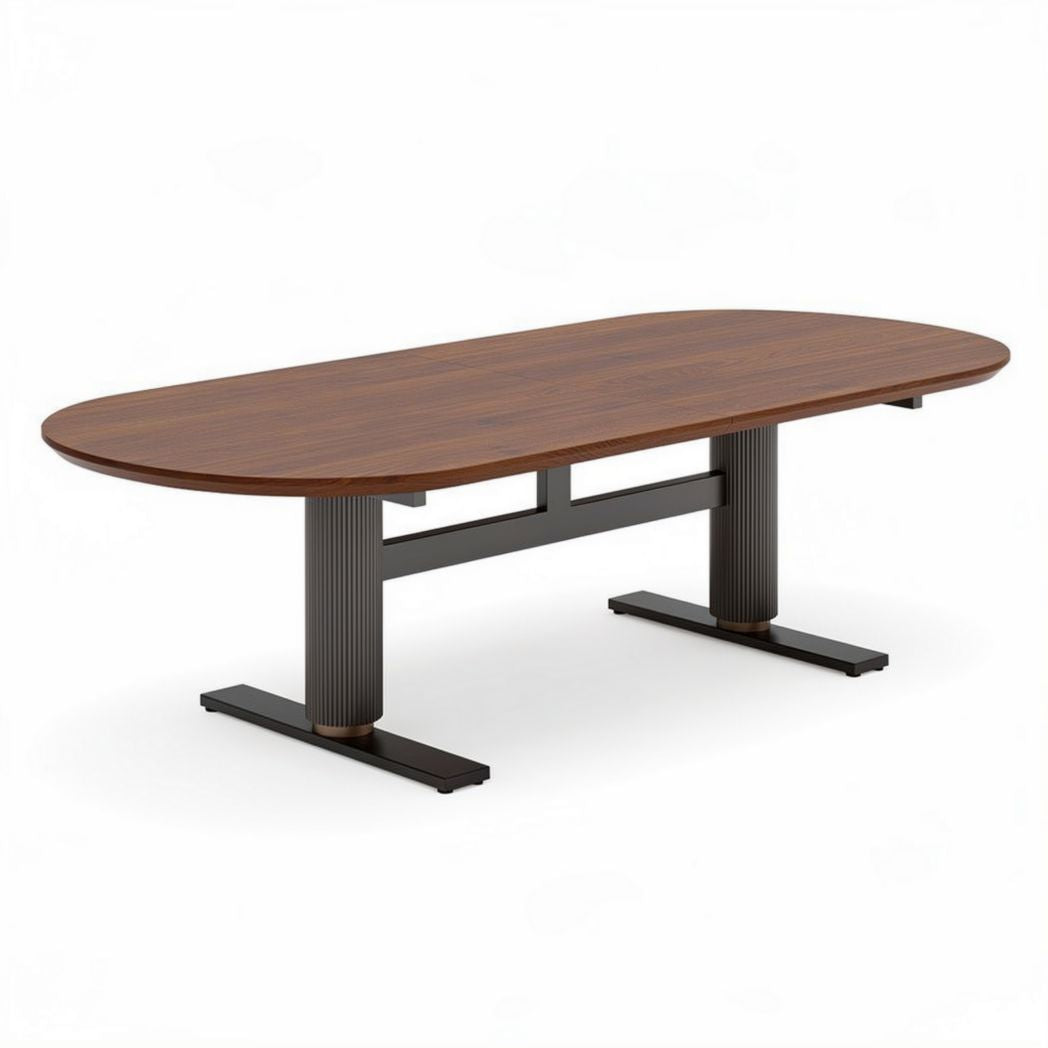 Vergader tafel van hout met metalen poten 200 x 100 x 75cm bruin