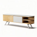 Salontafel van hout met wit gelakt bovenblad en opbergruimte 150 x 40 x 50cm