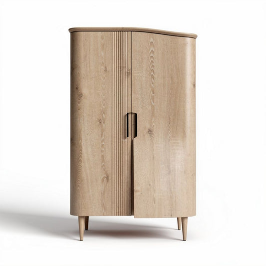 Houten kasten met afgeronde hoeken en ribbelpatroon 80 x 50 x 120cm