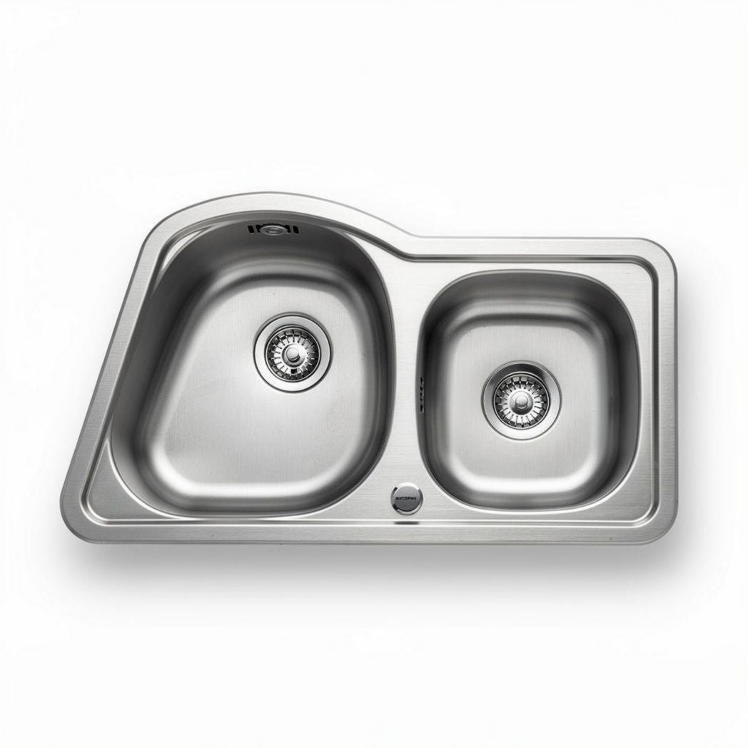 RVS dubbele spoelbak 80 x 50 x 20cm voor keukeninstallatie